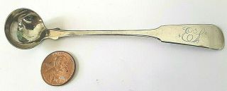 E.  B.  Booth Antique Coin Silver 4 5/8  Mustard Or Salt Spoon Middlebury Vt.  1828