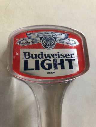 Vintage Budweiser Light Bud Draught Beer Tap Handle Lucite Acrylic Bar 6.  5 "