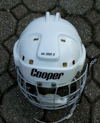 Vintage White Cooper Sk 2000 S Hockey Helmet With Cage Cc - 12 Euc
