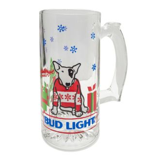 Vintage 1987 Spuds Mackenzie Bud Light Mug Holiday Christmas Glass