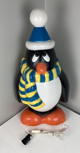 Vintage Christmas General Foam 28 " Penguin Chilly Willy Lighted Blow Mold Blue
