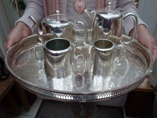 Silver Plated 4 Piece Hotel Ware Tea Set 1 1/2 Pint Teapot & Jug Francis Howard