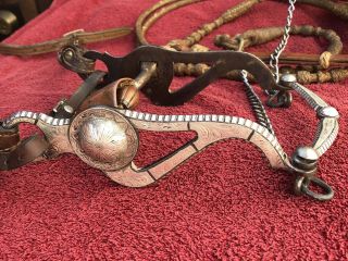 Vintage Ornate Horse Bit Possible Silver with Steel & Copper,  Leather Harness 2