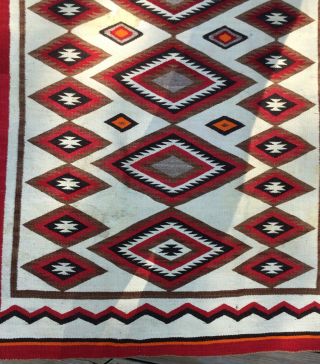 GANADO NAVAJO INDIAN RUG.  LARGE 82”x48”,  OLD.  CERTIFICATE OF AUTHENTICATION INCL 2
