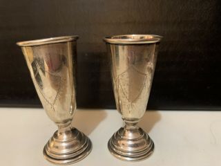 Antique 800 Russian Silver Pedestal Cup Shot Glasses 42.  7 Grams