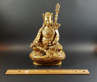 Sino Tibetan Gilt Bronze Metal Figure Of Guru Rinpoche Padmasambhava Buddha