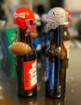 Bud Bowl Two Budweiser Bud Light Dry With Football Helmet Bottle Topper Prop