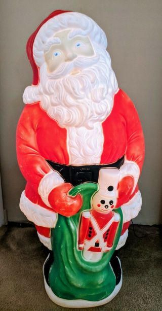 Vintage Grand Venture 38 " Lighted Blow Mold Santa Claus With Toy Sack Christmas