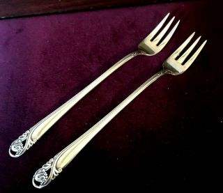 International Sterlilng Silver “spring Glory” Seafood Cocktail Forks; Set Of 2