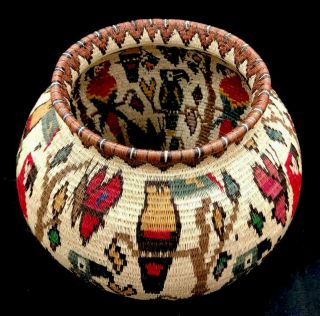 Vintage Darien Rainforest Parrot Butterfly Basket Wounaan Embera Indians Panama