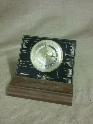 Vintage 1988 Cray Research Commerative World Clock With Walnut Base