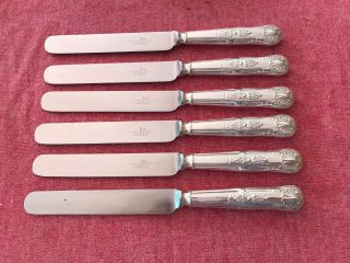 Great Set Of 6 Silver Plated Walker & Hall Kings Pattern Dinner Knives 24.  75cm