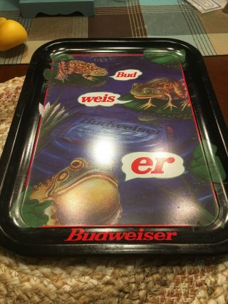 Budweiser Frogs Bud Weis Er Tin Serving Tray 1996 10.  5 " X 14 "