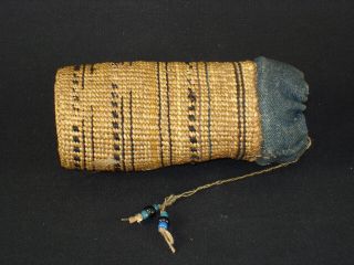 Rare Northwestern Aleutian tobacco bag,  American Indian Basket - circa 1890 2