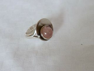 Vintage Ring,  N E From,  70s,  Sterling Silver,  Pale Pink Rose Quartz,  Size H I J