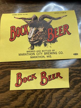 1949 Bock Beer Label Marathon City Wi