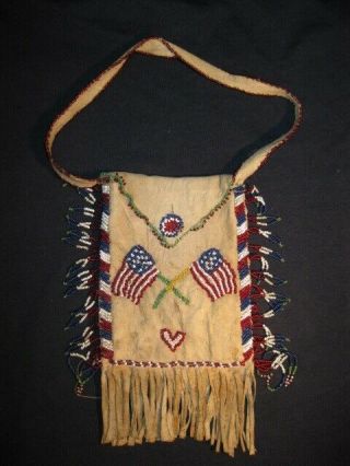 Vintage Native American Southern Plains Apache Beaded Bag -