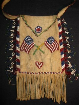 Vintage Native American Southern Plains Apache Beaded Bag - 2