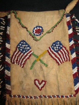 Vintage Native American Southern Plains Apache Beaded Bag - 3