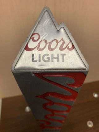 Coors Light Made With Recycled Cans Beer Silver Red Metal Bar Tap Handle 2