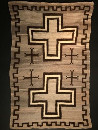 Historic Navajo Hubbell Tr Post Blanket/rug,  Spider Woman Crosses,  Silky Mohair
