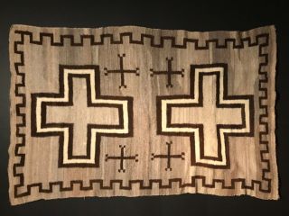HISTORIC NAVAJO HUBBELL TR POST BLANKET/RUG,  SPIDER WOMAN CROSSES,  SILKY MOHAIR 3