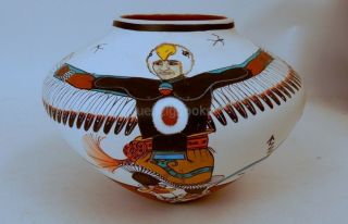 Zia Pueblo Eagle Dancer Native American Indian Pottery Signed Jd Medina Drummer