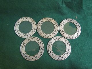 5 Sterling Silver And Glass Coasters By Web Sterling