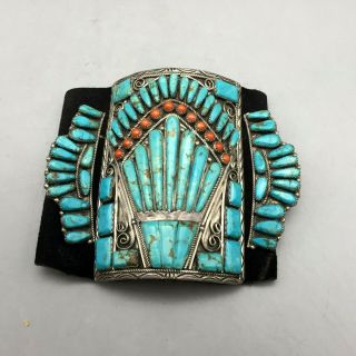 An Eye Catching,  Unique Style Turquoise and Coral Bow Guard or Ketoh 2