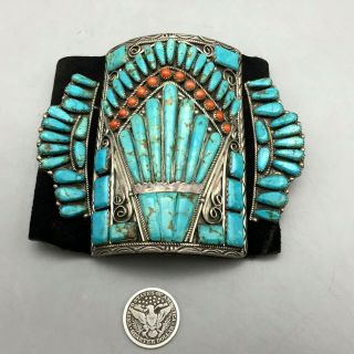 An Eye Catching,  Unique Style Turquoise and Coral Bow Guard or Ketoh 3