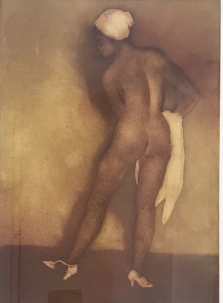 1938 John Kelly Aquatint " Study Of A Nude " Framed In Koa And Signed