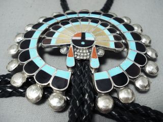 One Of The Biggest Ever Vintage Zuni Turquoise Sterling Silver Bolo Tie