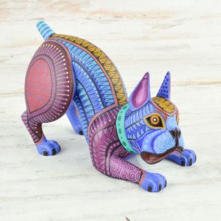 Magia Mexica | A1952 Dog 82 Alebrije Oaxaca Wood Carving Painting Handcraft 2