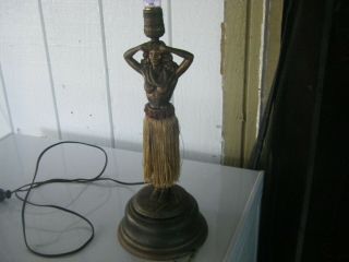 Vintage Bronze Hula Girl Lamp