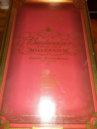 Budweiser Millennium Limited Edition Collectors Bottle With 4 Glasses Set