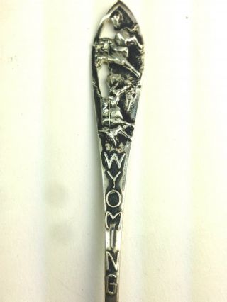 Antique Steer Roper Wyoming Souvenir Cut Out Spoon Sterling Silver 2