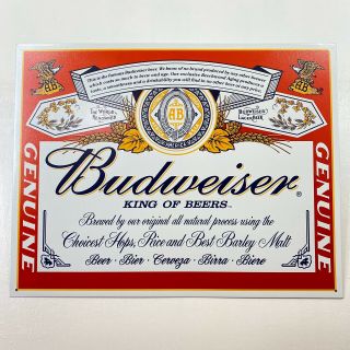 Vtg 2001 Anheuser Busch Budweiser King Of Beers Metal Advertising Man Cave Sign