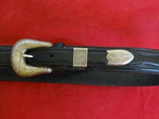 Vintage Bohlin Made Burbank Sterling Silver Ranger Buckle Set Leather Belt