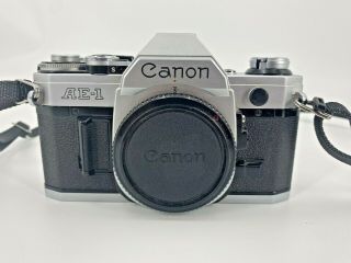 Vtg Canon Ae - 1 Film Camera Body And Strap Senior Owned