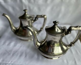 Rare Vintage R.  Wallace 8oz.  Silverplate Teapots - Set Of 2