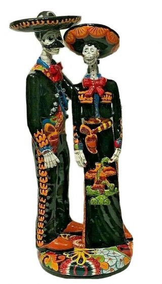 Talavera Catrina Day Of The Dead Couple Xl 26 " Charro Mariachi Mexican Folk Art