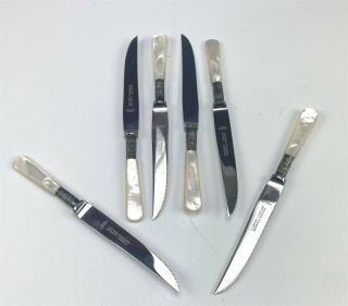 6 Cooper Ludlam Sheffield Mother Pearl Handle Stainless Blade Fruit Knifes Ram