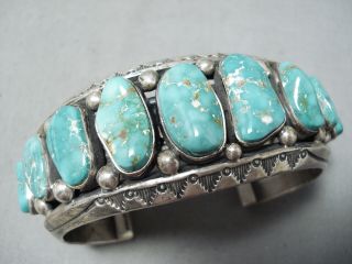 Best Jeanette Dale Vintage Navajo Carico Lake Turquoise Sterling Silver Bracelet