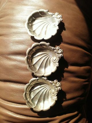3 Small Shell Shaped Sterling Silver Candy Or Nut Dishes