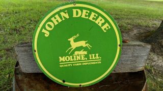 Old Vintage 1950s John Deere Gasoline Motor Oil Porcelain Gas Pump Sign Station