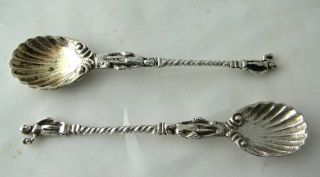 Early Victorian London 1856 Solid Silver Cast Apostle Condiment Spoons