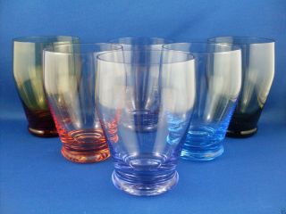 Vintage Hand - Crafted (6) Art Glass Harlequin Small Tumbler Glasses Vg - In Aust