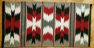 Navajo Vintage Handwoven Throw Rug From 1960s Bright Strong Colors 19 " X 37 "