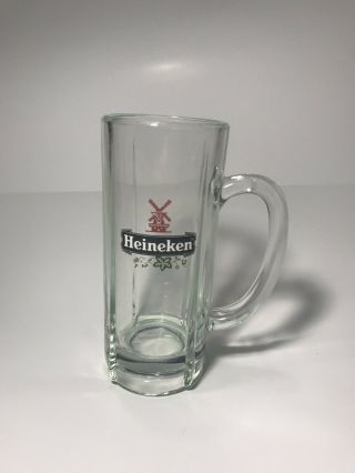 Heineken Beer Stein Mug Heavy Thick Clear Glass Holland Windmill Design 6.  5 