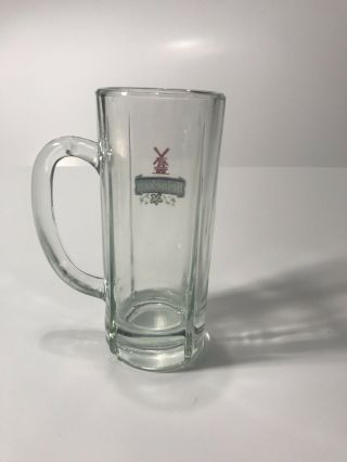 Heineken Beer Stein Mug Heavy Thick Clear Glass Holland Windmill Design 6.  5 